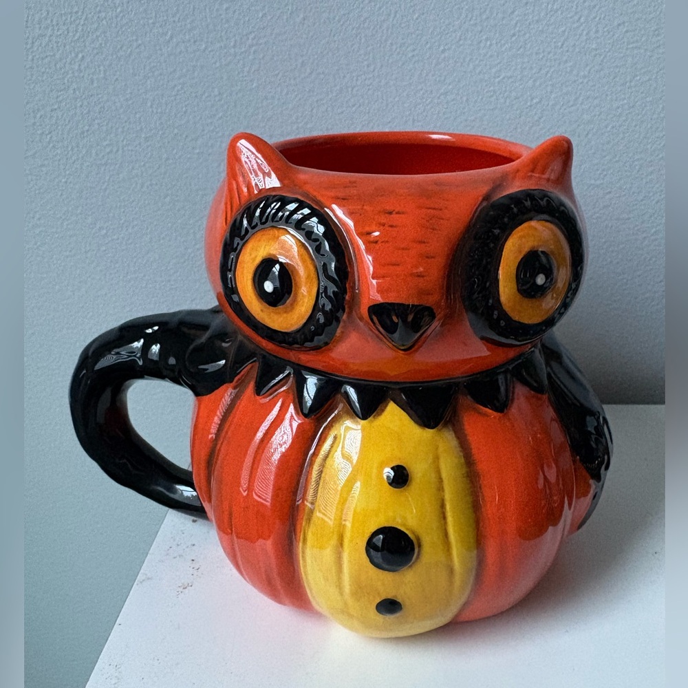Johanna Parker Owl Ceramic Mug - Orange and Black